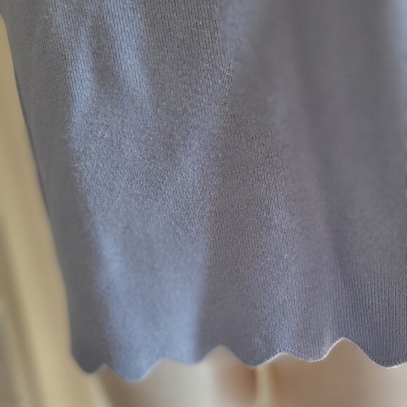 Calvin Klein Periwinkle/Blue Square Neckline Blouse with Scalloped Hem Petite XL - Picture 4 of 6